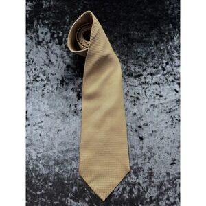 DANI Moda Maschile 100% Silk Tie Gold Black Micro Dot Made Italy 3.5"